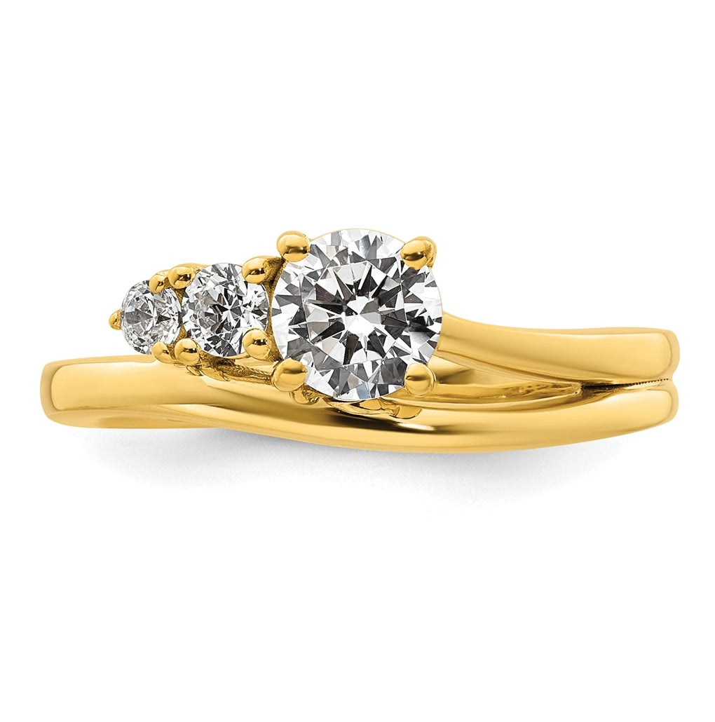 14k Yellow Gold 3/4 carat Lab Grown Diamond VS+ F+ Round Complete Engagement Ring