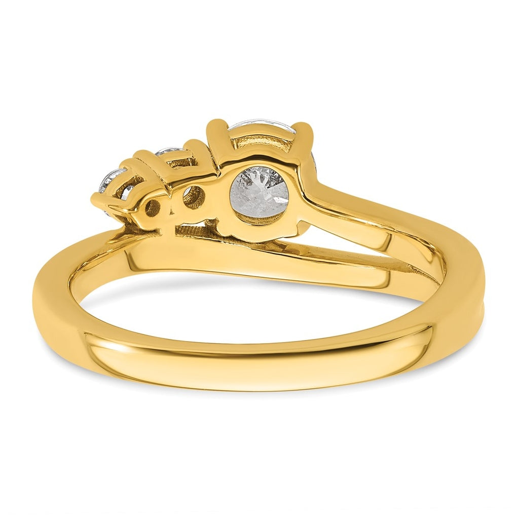 14k Yellow Gold 3/4 carat Lab Grown Diamond VS+ F+ Round Complete Engagement Ring