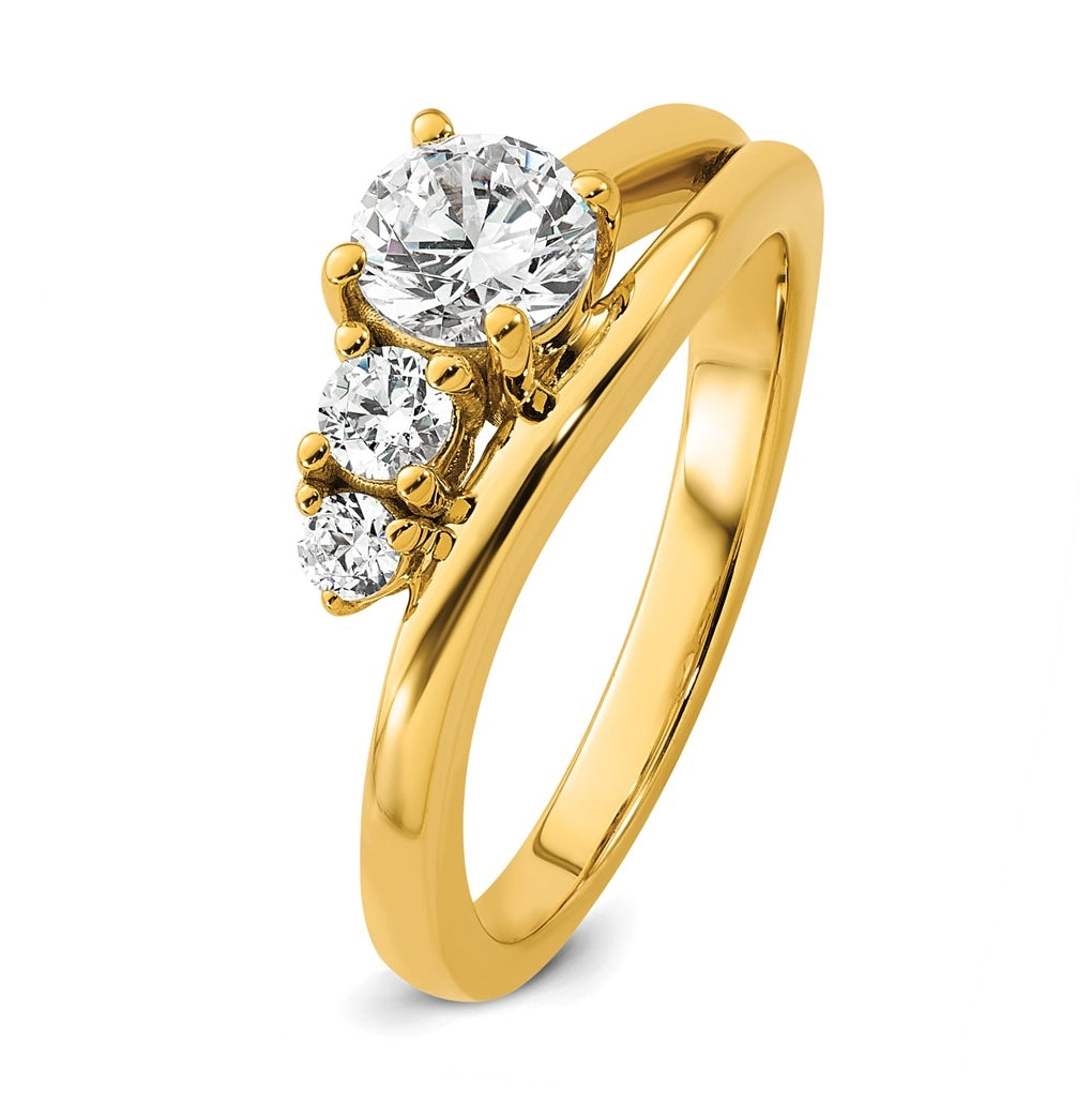 14k Yellow Gold 3/4 carat Lab Grown Diamond VS+ F+ Round Complete Engagement Ring