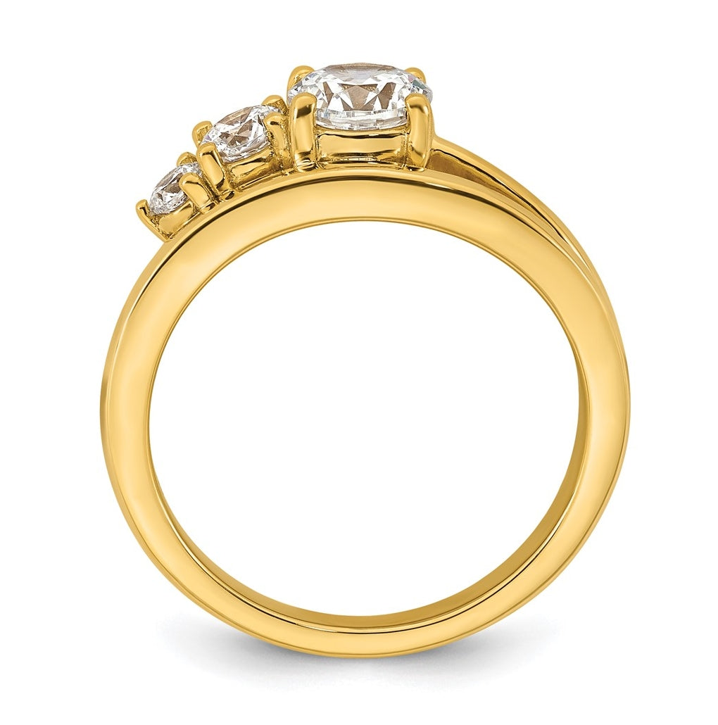 14k Yellow Gold 1 carat Lab Grown Diamond VS+ F+ Round Complete Engagement Ring