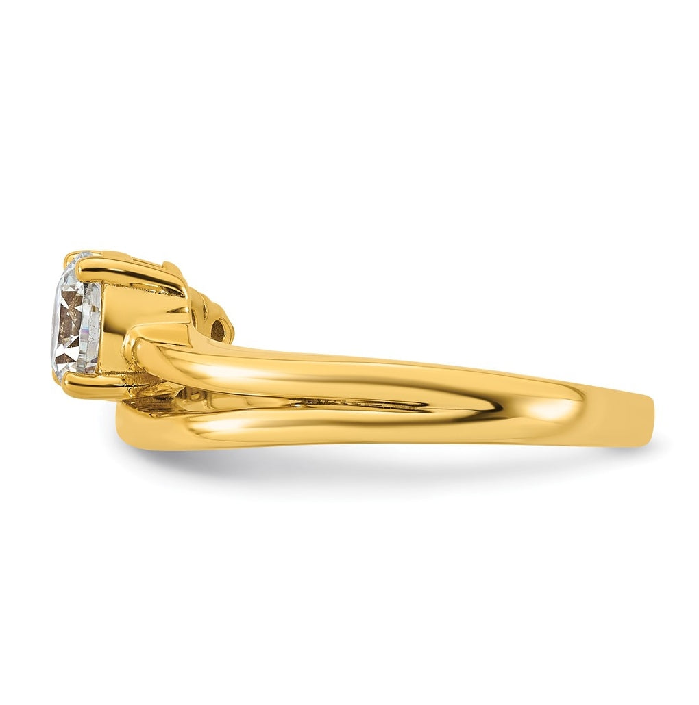 14k Yellow Gold 1 carat Lab Grown Diamond VS+ F+ Round Complete Engagement Ring