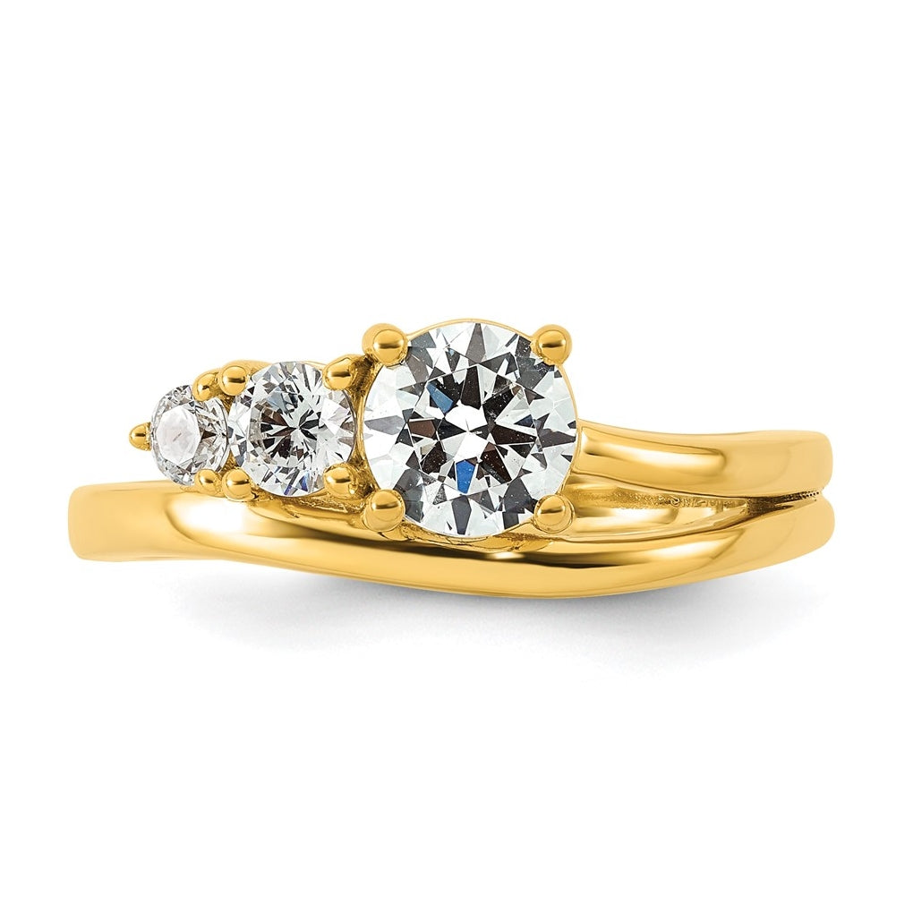 14k Yellow Gold 1 carat Lab Grown Diamond VS+ F+ Round Complete Engagement Ring