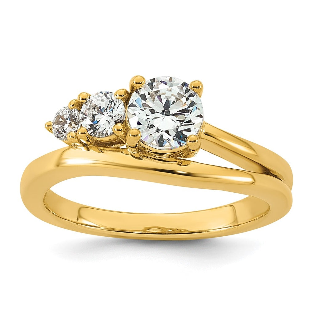 14k Yellow Gold 1 carat Lab Grown Diamond VS+ F+ Round Complete Engagement Ring