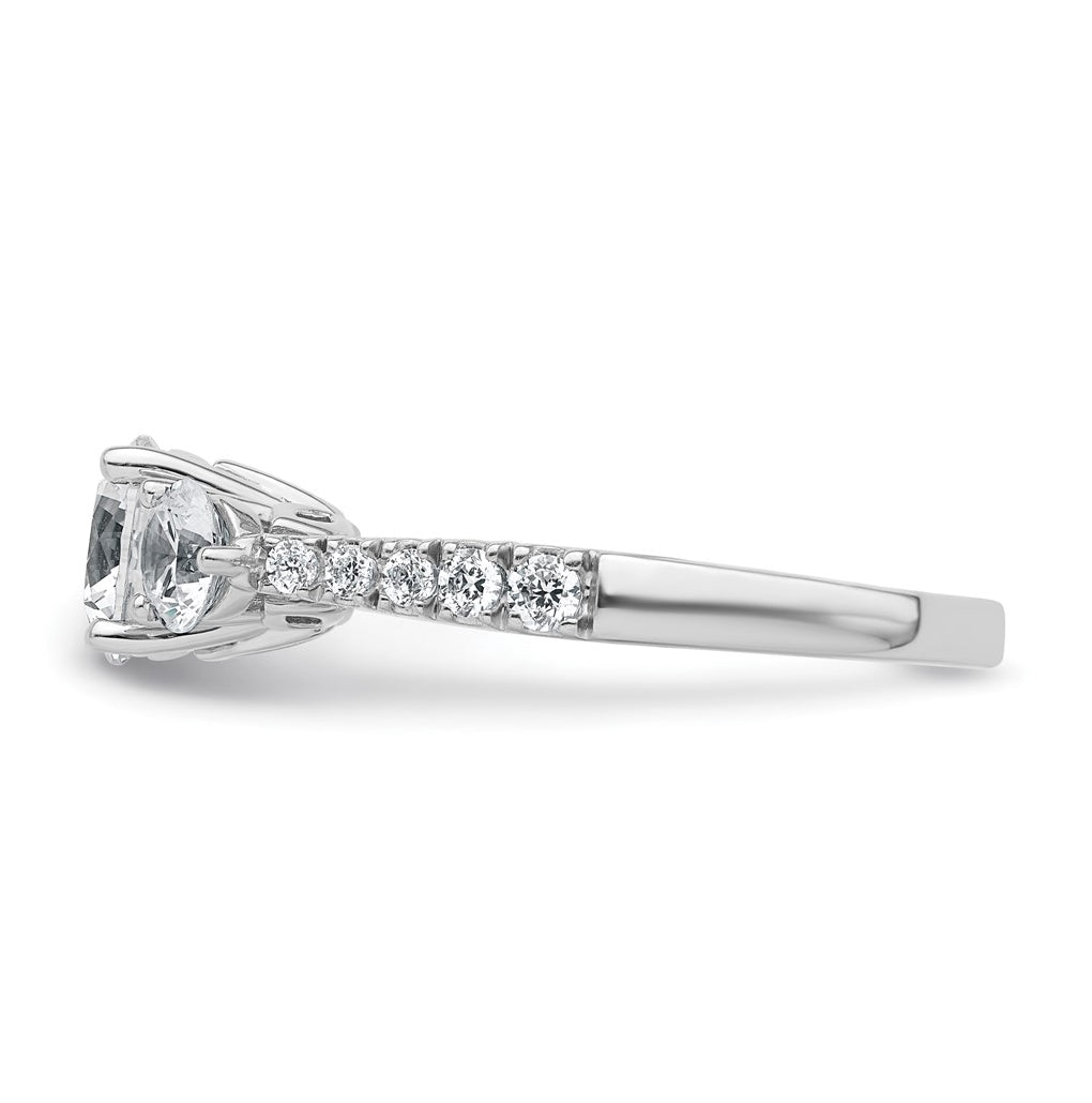 14k White Gold 1 3/4 carat Lab Grown Diamond VS+ F+ Round Complete Three Stone Engagement Ring