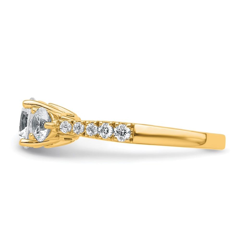 14k Yellow Gold 1 3/4 carat Lab Grown Diamond VS+ F+ Round Complete Three Stone Engagement Ring