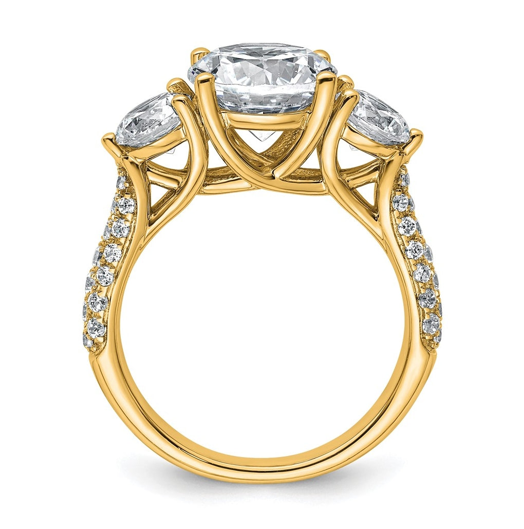 14K Yellow Or White Gold 1 3/8ct Lab Grown Diamond VS+ F+ Comp Round 3 Stone Engagement Ring – Elegant Jewelry Gift for Birthday, Anniversary, Engagement, Wedding
