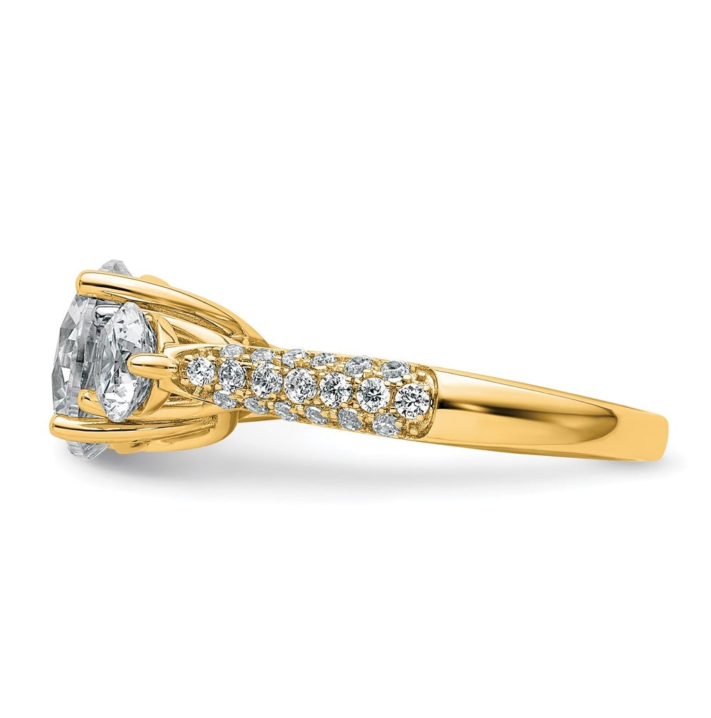 14K Yellow Or White Gold 1 3/8ct Lab Grown Diamond VS+ F+ Comp Round 3 Stone Engagement Ring – Elegant Jewelry Gift for Birthday, Anniversary, Engagement, Wedding