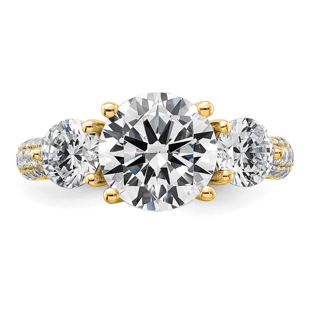 14K Yellow Or White Gold 1 3/8ct Lab Grown Diamond VS+ F+ Comp Round 3 Stone Engagement Ring – Elegant Jewelry Gift for Birthday, Anniversary, Engagement, Wedding
