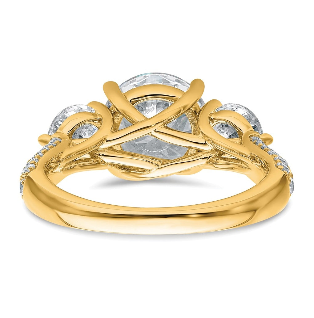 14K Yellow Or White Gold 1 3/8ct Lab Grown Diamond VS+ F+ Comp Round 3 Stone Engagement Ring – Elegant Jewelry Gift for Birthday, Anniversary, Engagement, Wedding