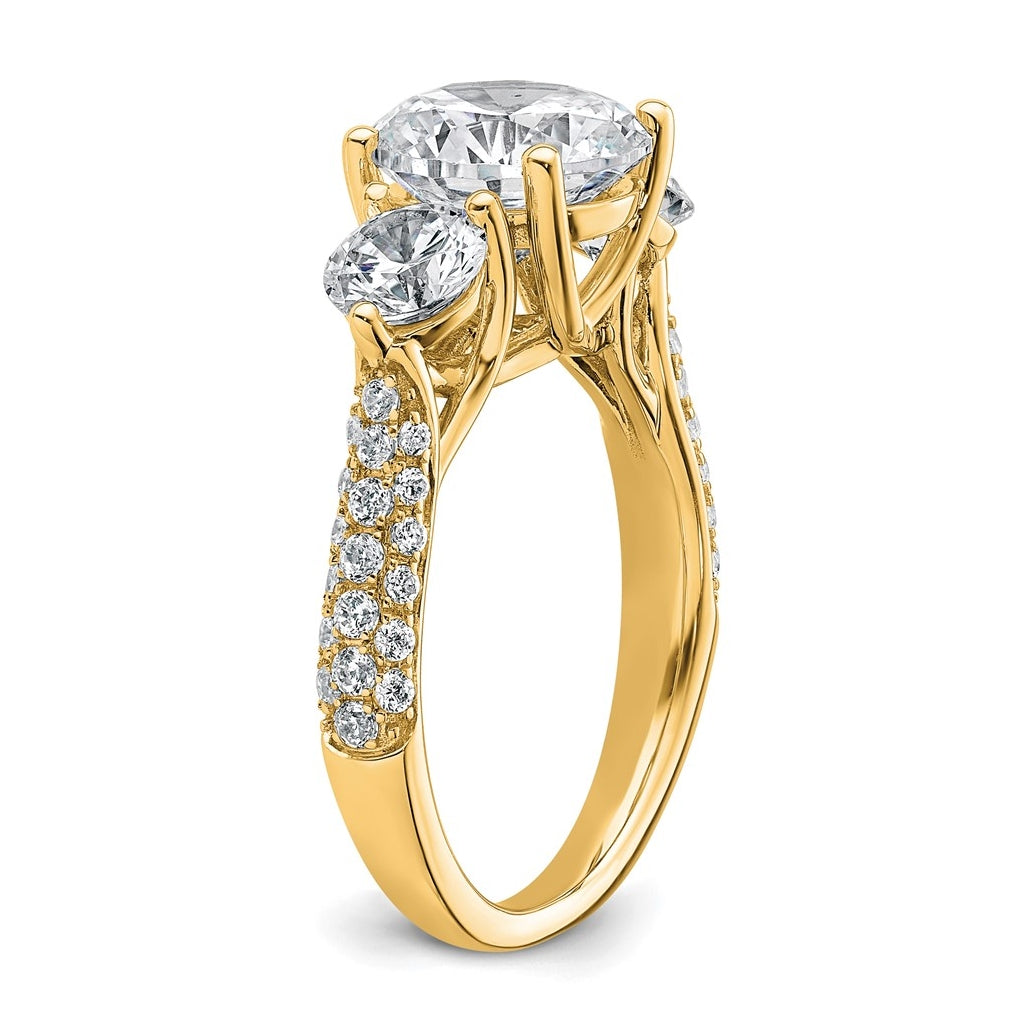 14K Yellow Or White Gold 1 3/8ct Lab Grown Diamond VS+ F+ Comp Round 3 Stone Engagement Ring – Elegant Jewelry Gift for Birthday, Anniversary, Engagement, Wedding