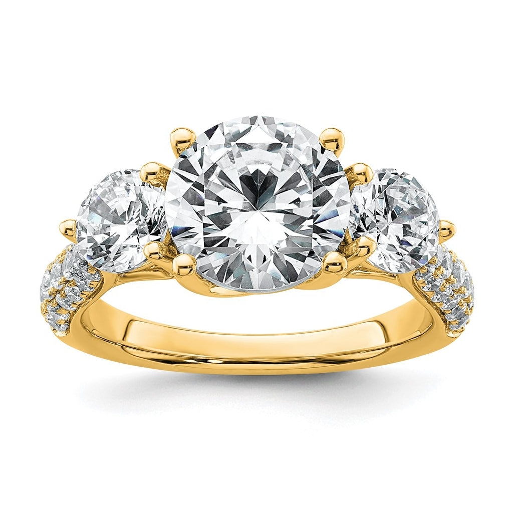 14K Yellow Or White Gold 1 3/8ct Lab Grown Diamond VS+ F+ Comp Round 3 Stone Engagement Ring – Elegant Jewelry Gift for Birthday, Anniversary, Engagement, Wedding
