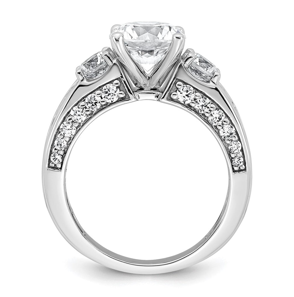 14k White Gold 3 3/4 carat Certified Lab Grown Diamond VS+ F+ Round Complete Three Stone Engagement Ring