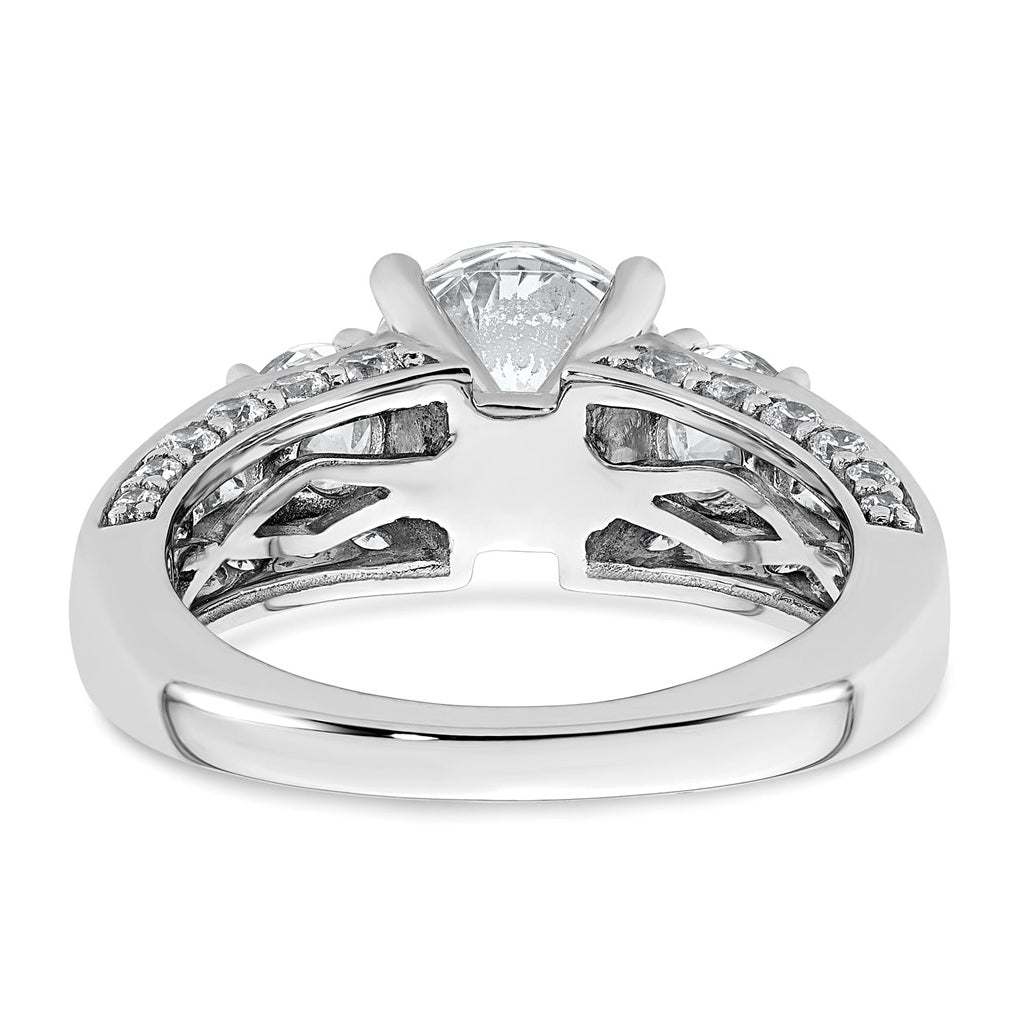 14k White Gold 3 3/4 carat Certified Lab Grown Diamond VS+ F+ Round Complete Three Stone Engagement Ring