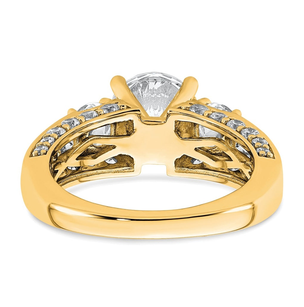 14k Yellow Gold 3 3/4 carat Certified Lab Grown Diamond VS+ F+ Round Complete Three Stone Engagement Ring