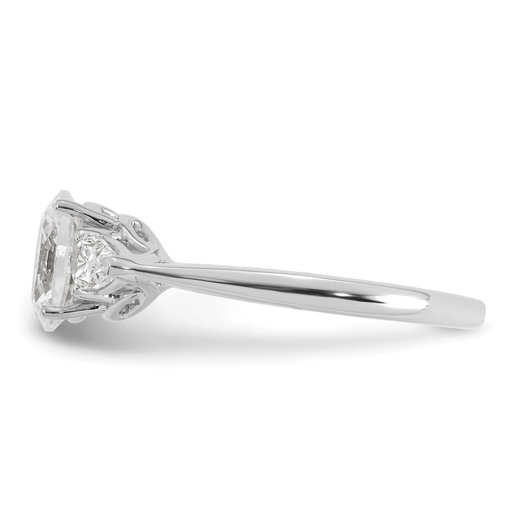 14K Yellow Or White Gold Lab Grown Diamond VS+ F+ Oval and Pear Complete Three Stone Engagement Ring