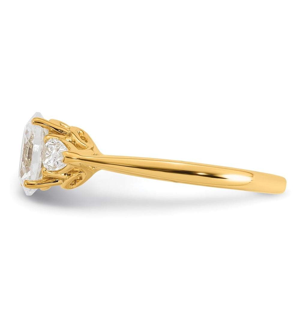 14K Yellow Or White Gold Certified Lab Grown Diamond VS+ F+ Oval and Pear Complete Three Stone Engagement Ring