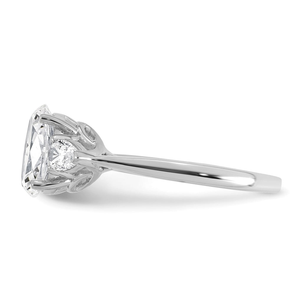14K Yellow Or White Gold Certified Lab Grown Diamond VS+ F+ Oval and Pear Complete Three Stone Engagement Ring