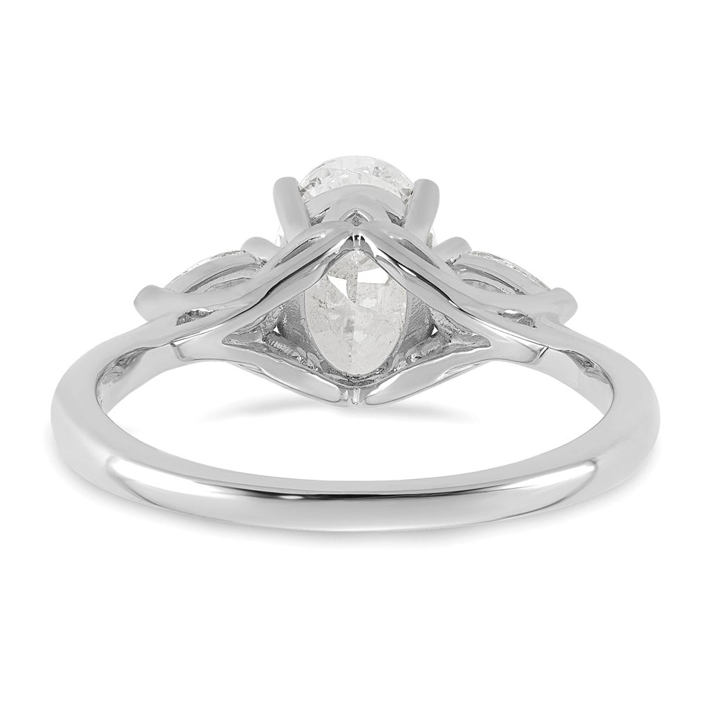 14K Yellow Or White Gold Certified Lab Grown Diamond VS+ F+ Oval and Pear Complete Three Stone Engagement Ring