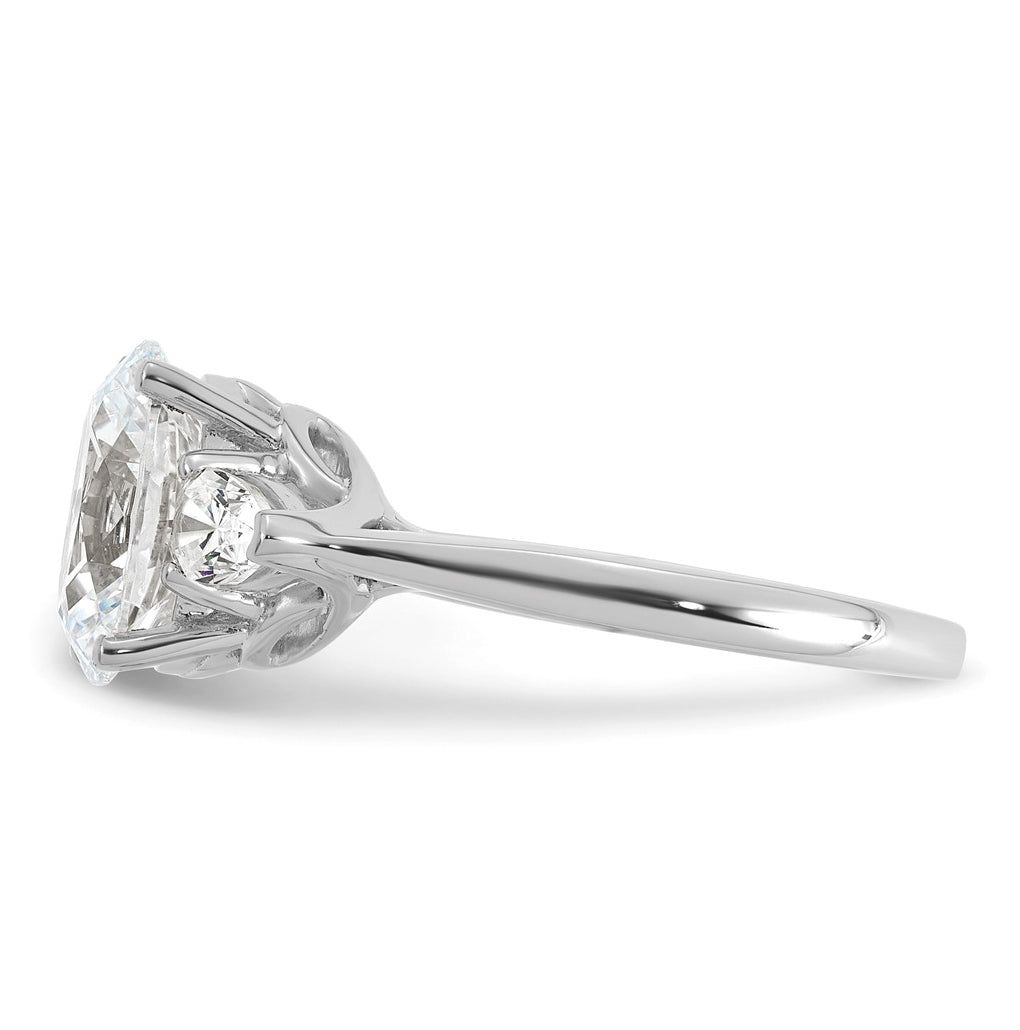 14K Yellow Or White Gold Lab Grown Diamond VS+ F+ Oval and Pear Complete Three Stone Engagement Ring