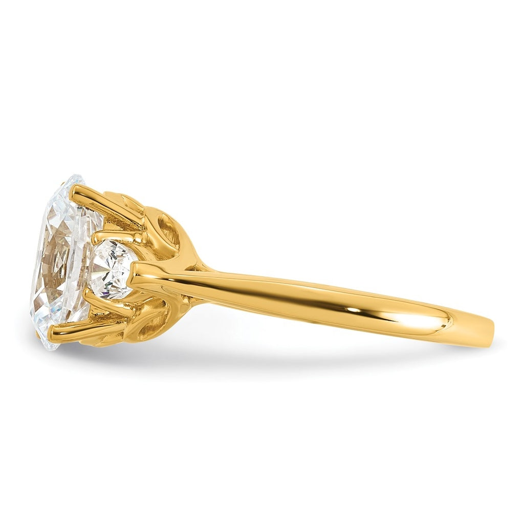 14K Yellow Or White Gold Lab Grown Diamond VS+ F+ Oval and Pear Complete Three Stone Engagement Ring