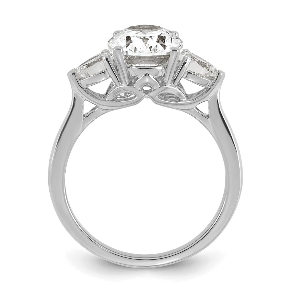 14K Yellow Or White Gold Certified Lab Grown Diamond VS+ F+ Oval and Pear Complete Three Stone Engagement Ring
