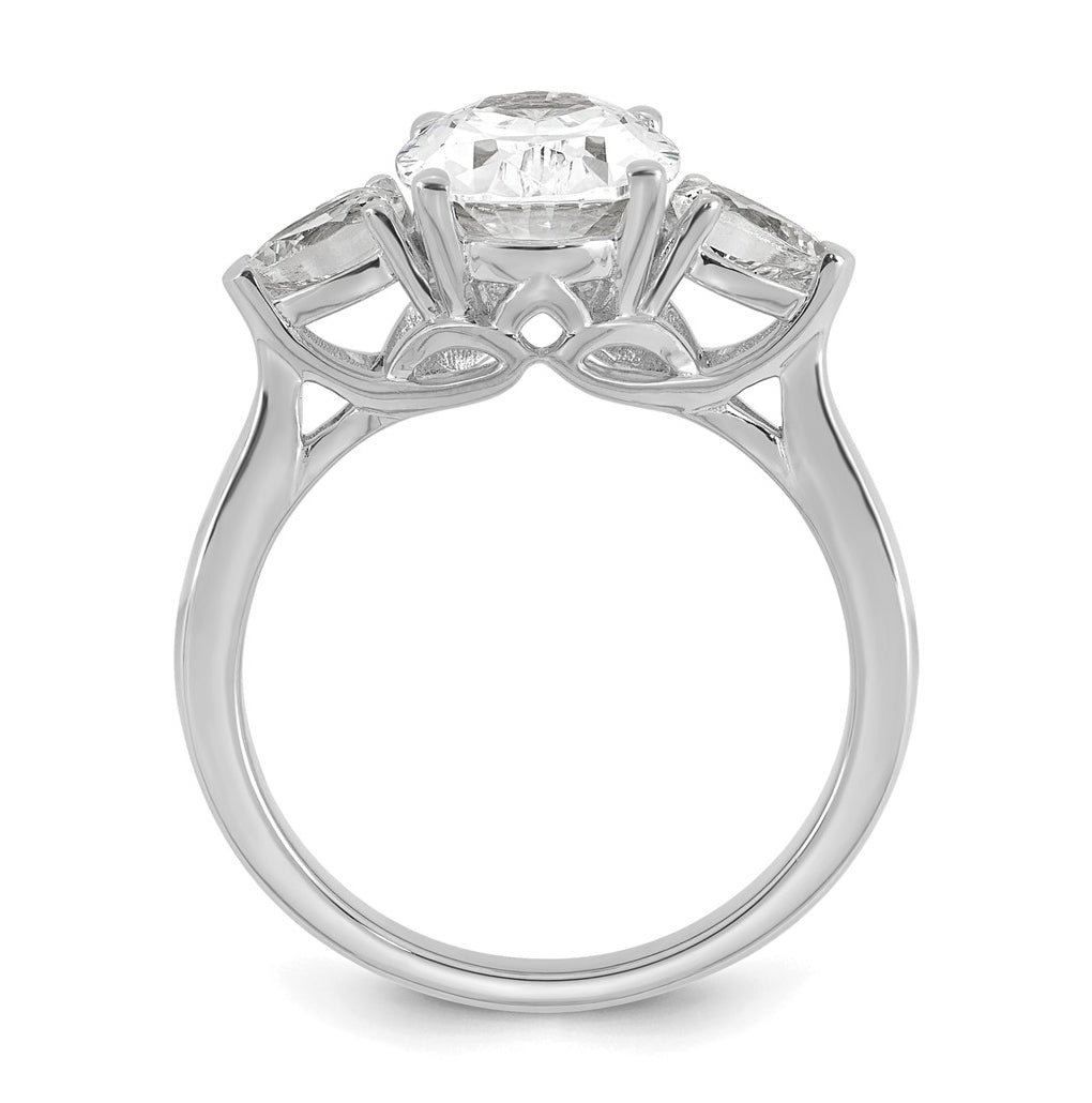 14K Yellow Or White Gold Certified Lab Grown Diamond VS+ F+ Oval and Pear Complete Three Stone Engagement Ring