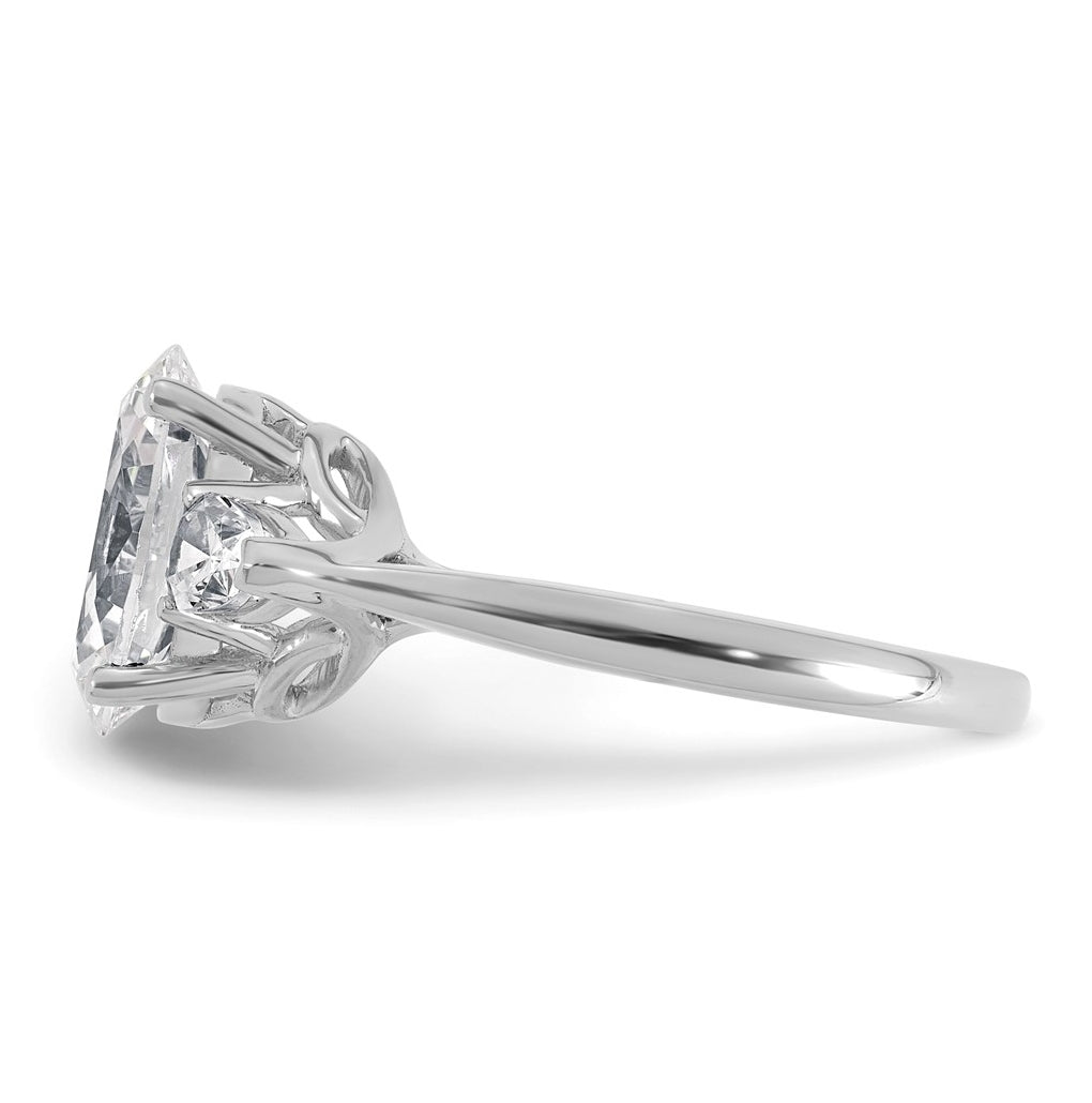14K Yellow Or White Gold Certified Lab Grown Diamond VS+ F+ Oval and Pear Complete Three Stone Engagement Ring