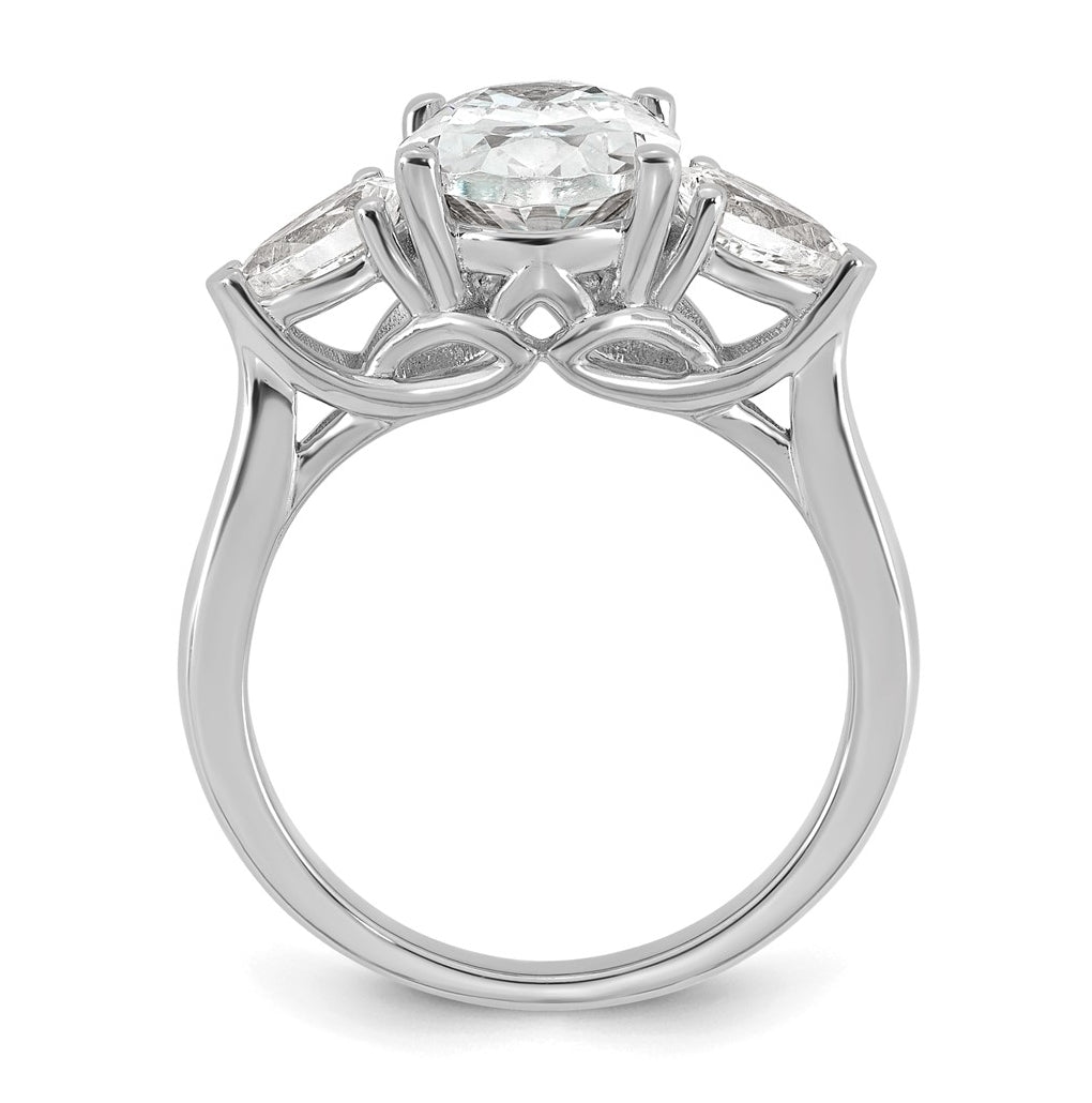 14K Yellow Or White Gold Lab Grown Diamond VS+ F+ Oval and Pear Complete Three Stone Engagement Ring