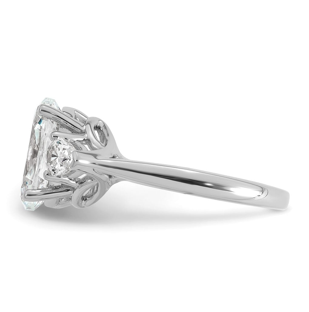 14K Yellow Or White Gold Lab Grown Diamond VS+ F+ Oval and Pear Complete Three Stone Engagement Ring