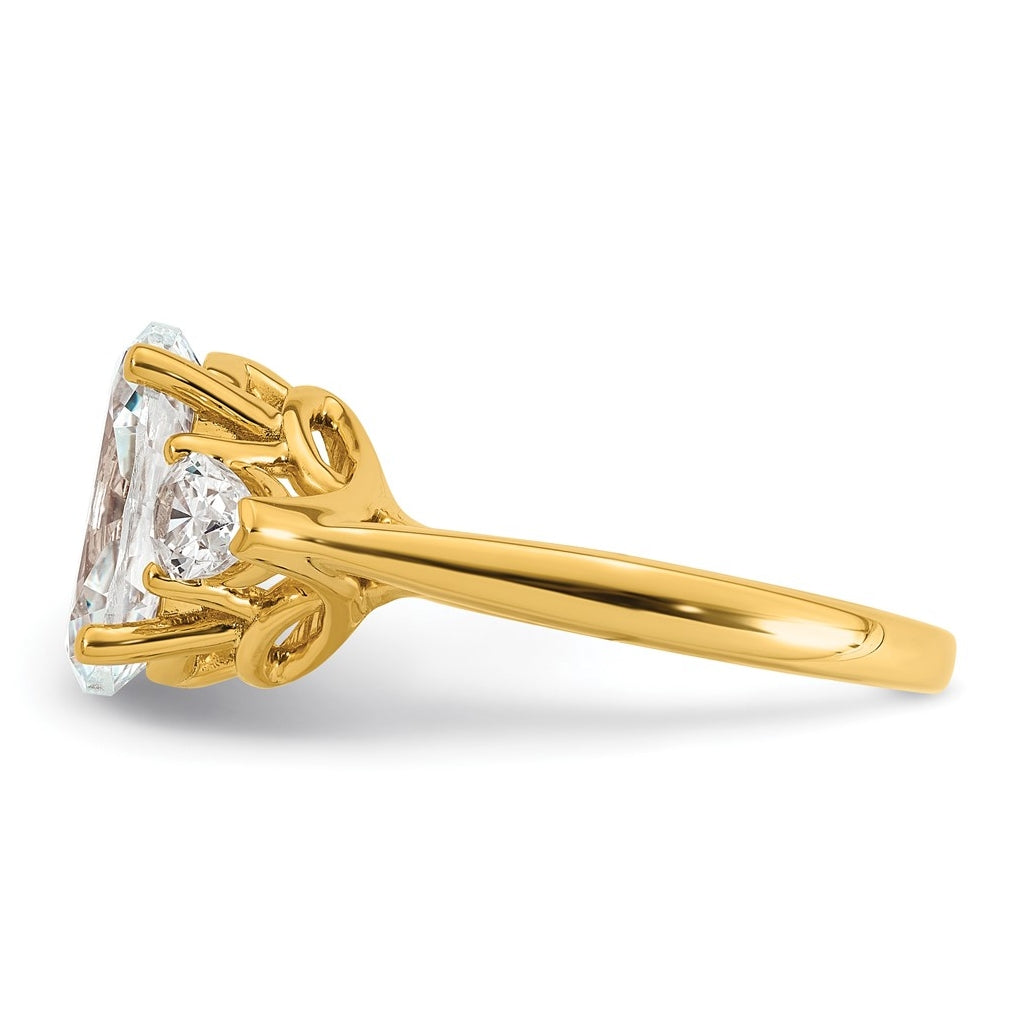 14K Yellow Or White Gold Lab Grown Diamond VS+ F+ Oval and Pear Complete Three Stone Engagement Ring