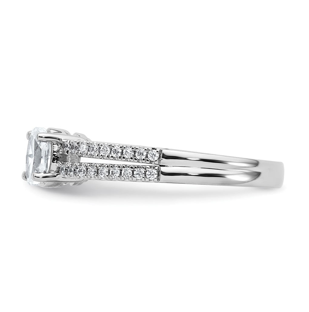 14k White Gold 2 5/8 carat Certified Lab Grown Diamond VS+ F+ Oval Complete Three Stone Engagement Ring