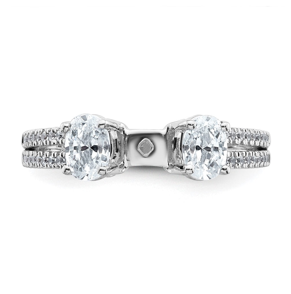 14k White Gold 2 5/8 carat Certified Lab Grown Diamond VS+ F+ Oval Complete Three Stone Engagement Ring