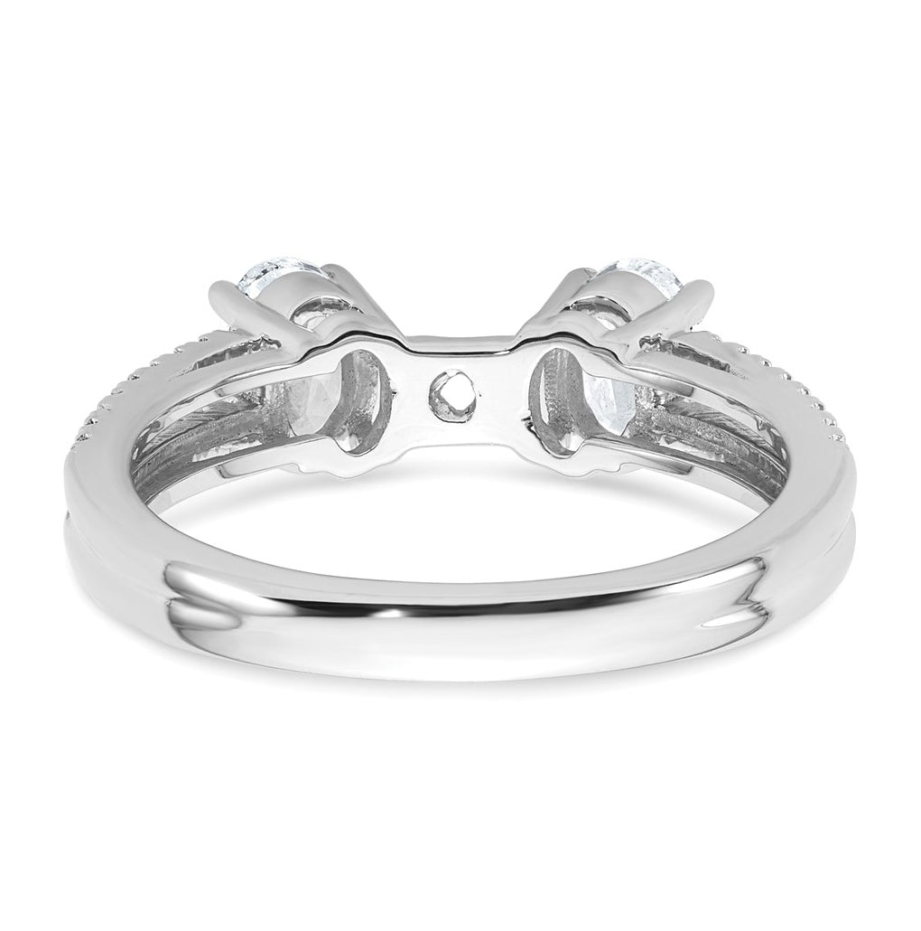 14k White Gold 2 5/8 carat Certified Lab Grown Diamond VS+ F+ Oval Complete Three Stone Engagement Ring
