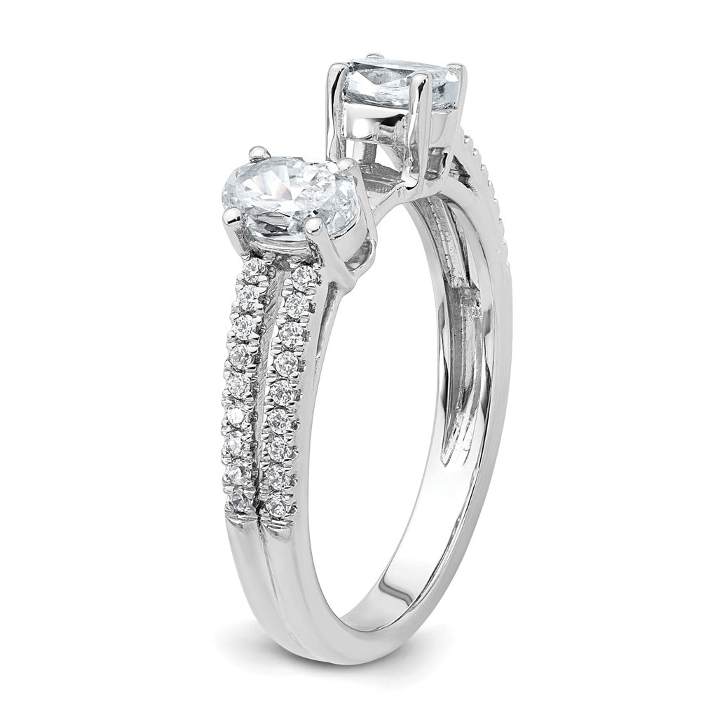 14k White Gold 2 5/8 carat Certified Lab Grown Diamond VS+ F+ Oval Complete Three Stone Engagement Ring