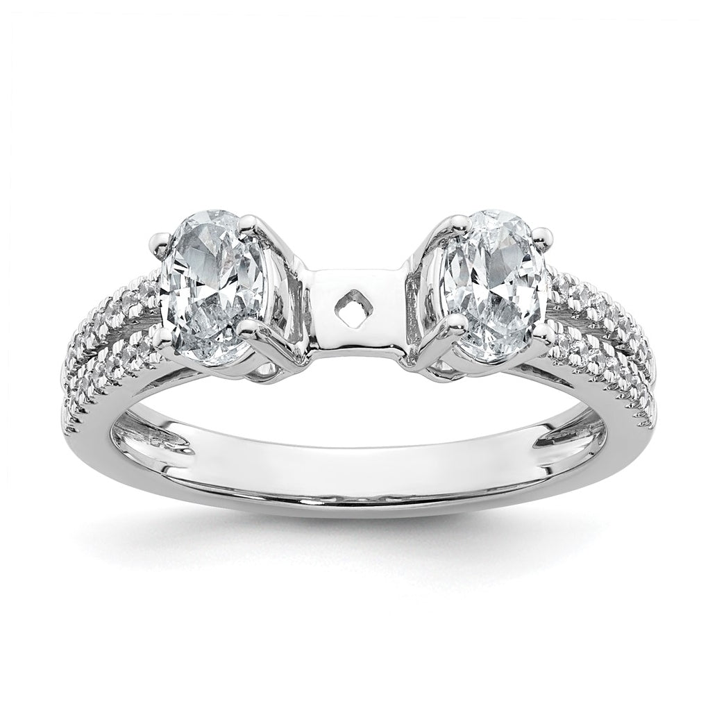 14k White Gold 2 5/8 carat Certified Lab Grown Diamond VS+ F+ Oval Complete Three Stone Engagement Ring