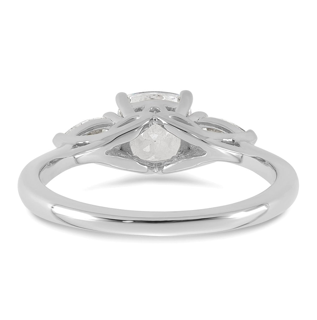 14K Yellow Or White Gold Lab Grown Diamond VS+ F+ Complete Cushion and Pear Three Stone Engagement Ring