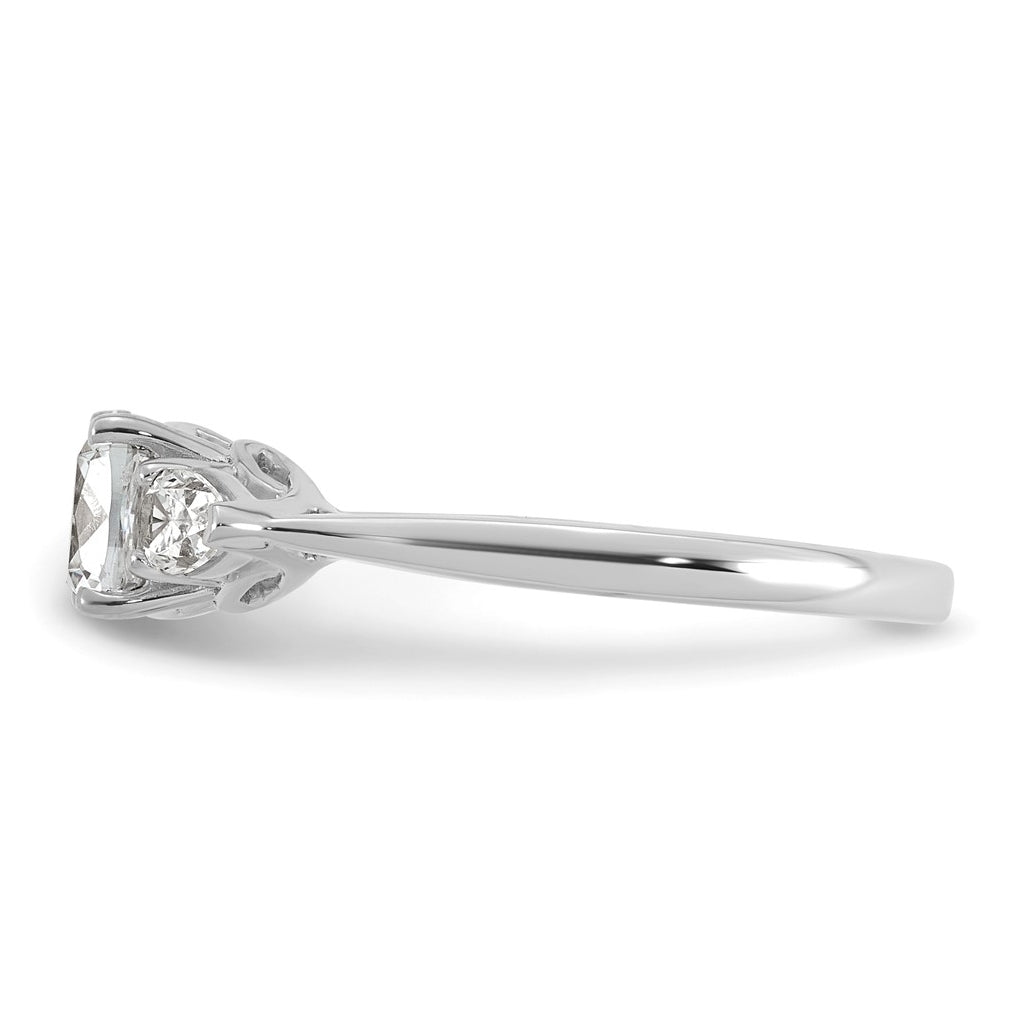 14K Yellow Or White Gold Certified Lab Grown Diamond VS+ F+ Complete Cushion and Pear Three Stone Engagement Ring