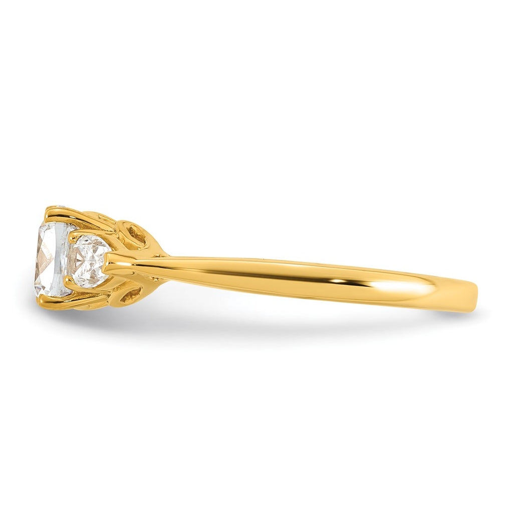 14K Yellow Or White Gold Certified Lab Grown Diamond VS+ F+ Complete Cushion and Pear Three Stone Engagement Ring