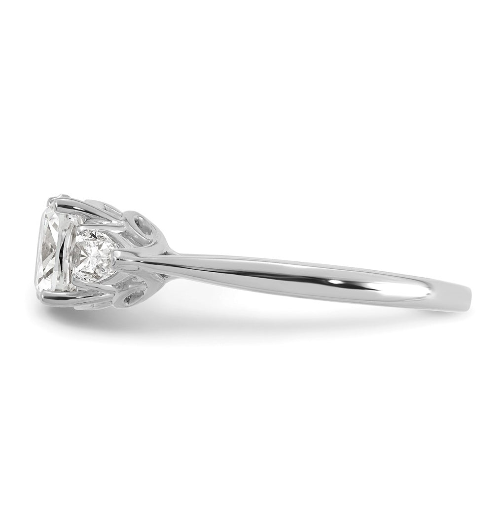 14K Yellow Or White Gold Certified Lab Grown Diamond VS+ F+ Complete Cushion and Pear Three Stone Engagement Ring