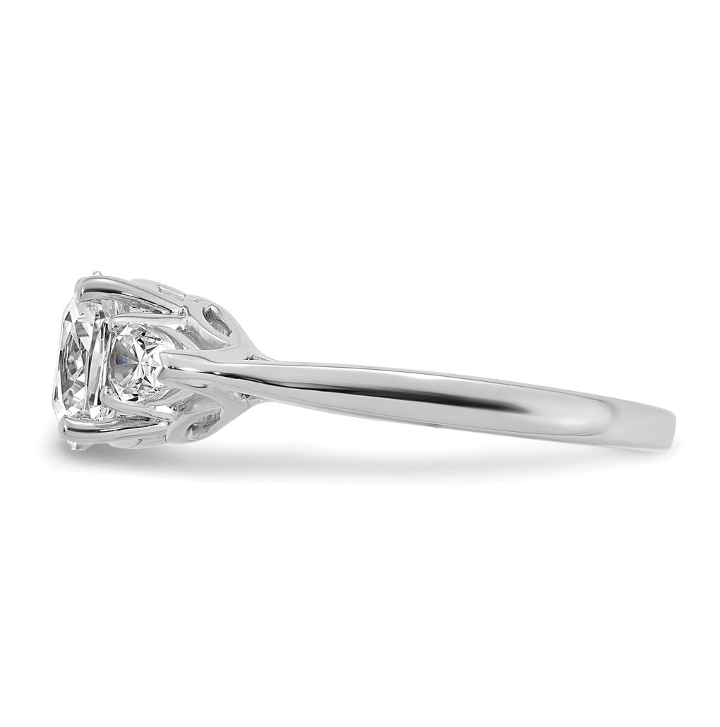 14K Yellow Or White Gold Lab Grown Diamond VS+ F+ Complete Cushion and Pear Three Stone Engagement Ring
