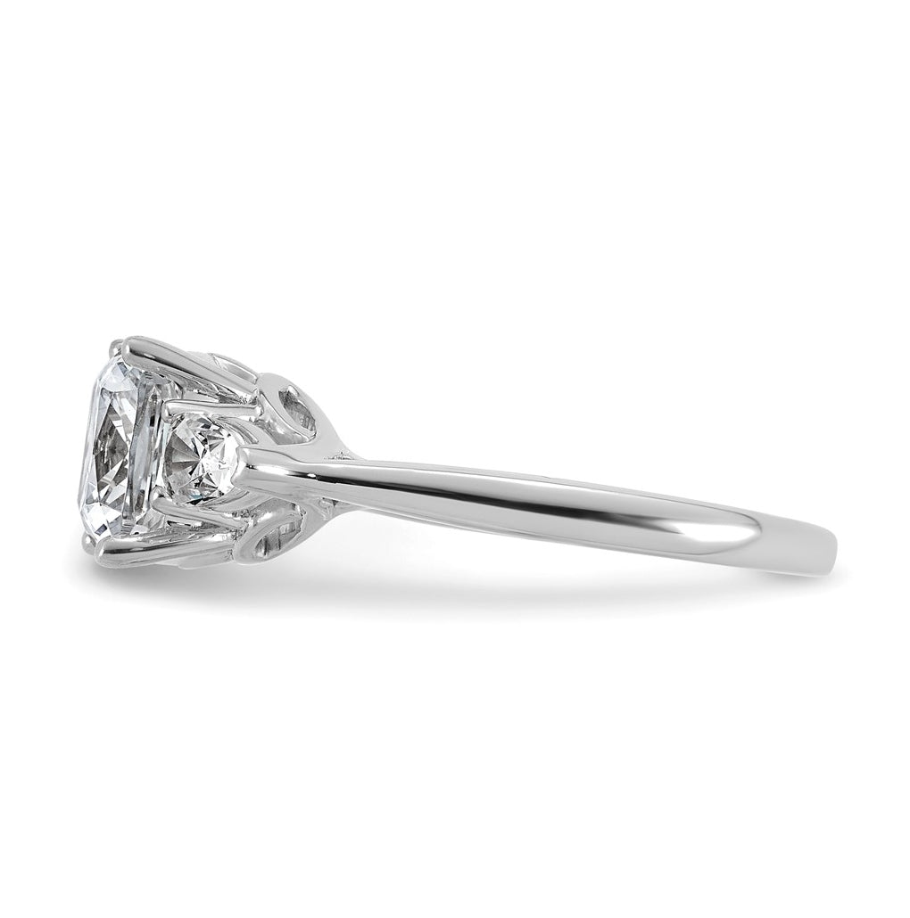 14K Yellow Or White Gold Certified Lab Grown Diamond VS+ F+ Complete Cushion and Pear Three Stone Engagement Ring