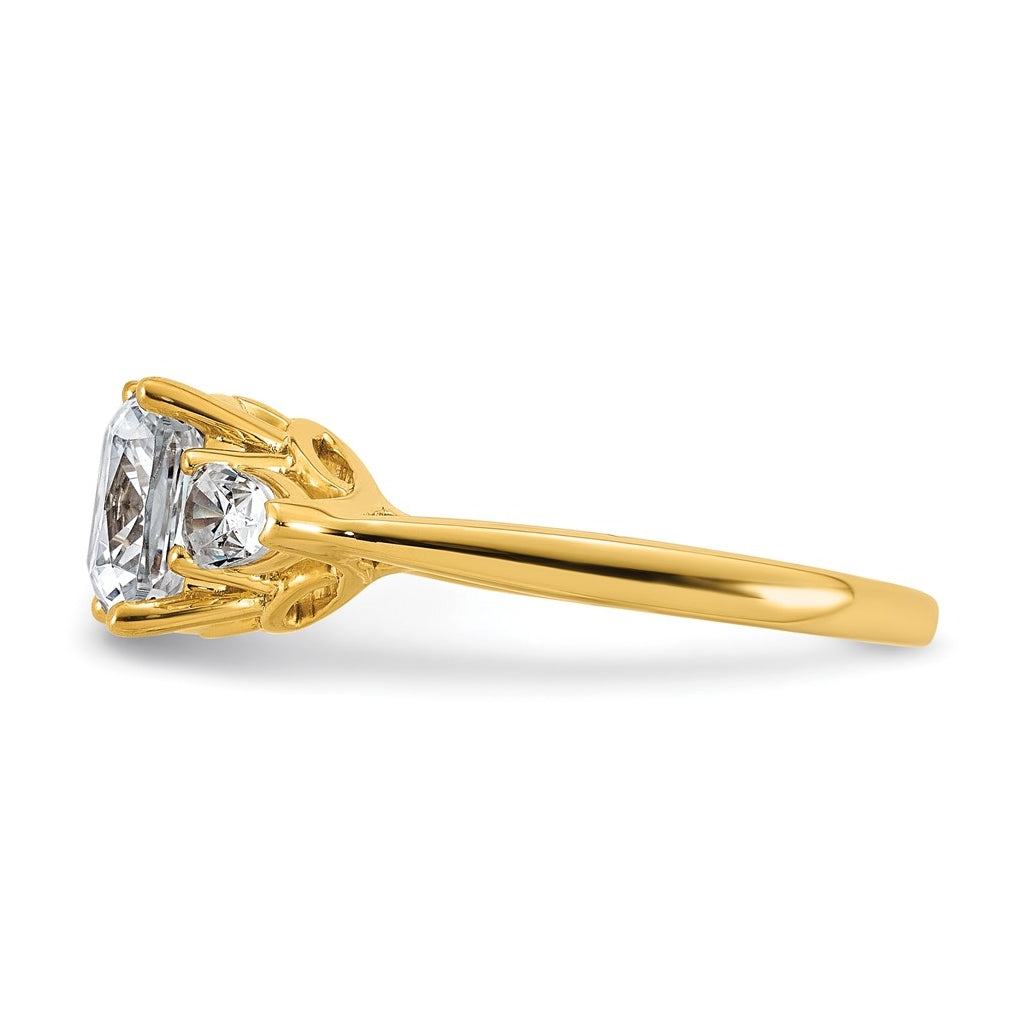 14K Yellow Or White Gold Certified Lab Grown Diamond VS+ F+ Complete Cushion and Pear Three Stone Engagement Ring