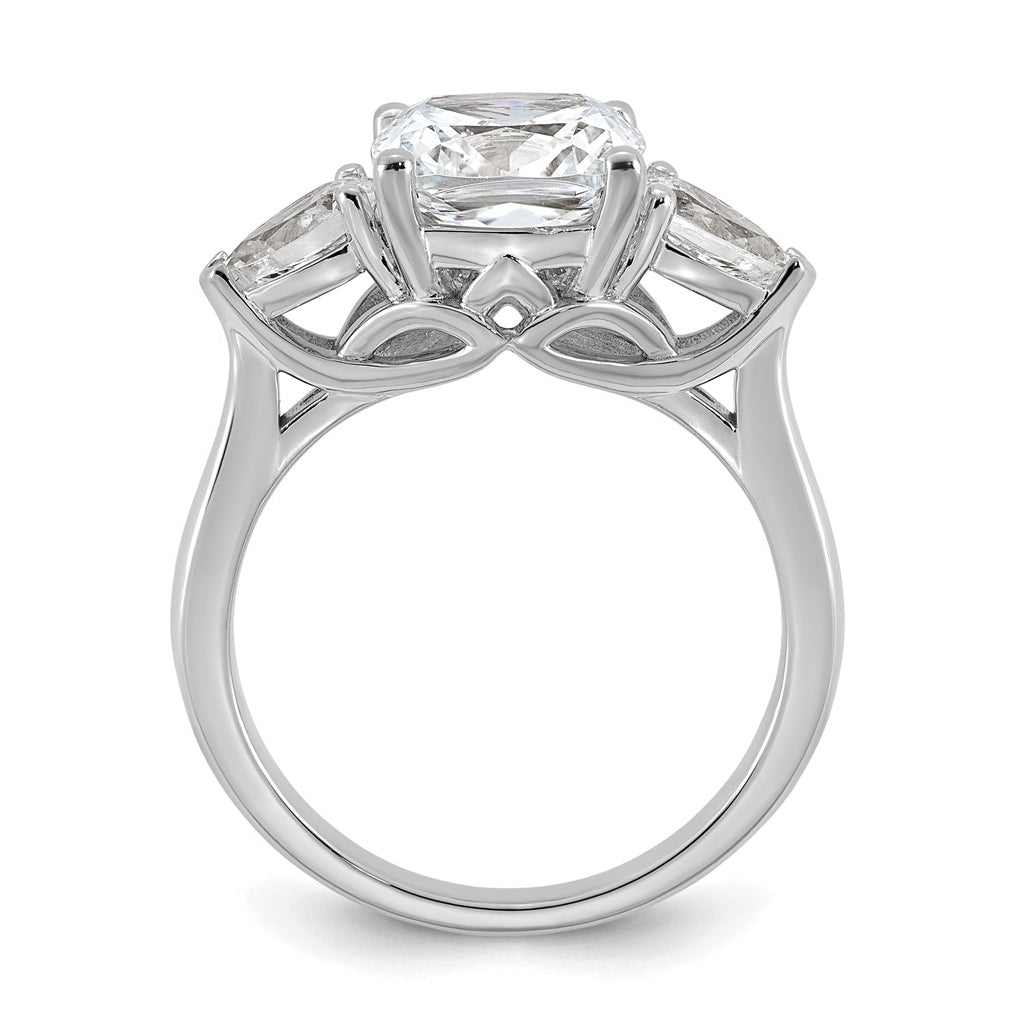 14K Yellow Or White Gold Lab Grown Diamond VS+ F+ Complete Cushion and Pear Three Stone Engagement Ring