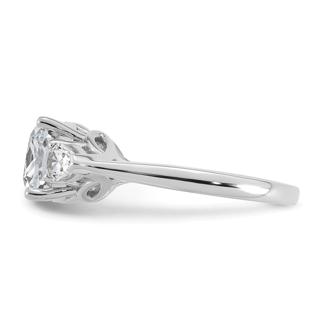 14K Yellow Or White Gold Lab Grown Diamond VS+ F+ Complete Cushion and Pear Three Stone Engagement Ring