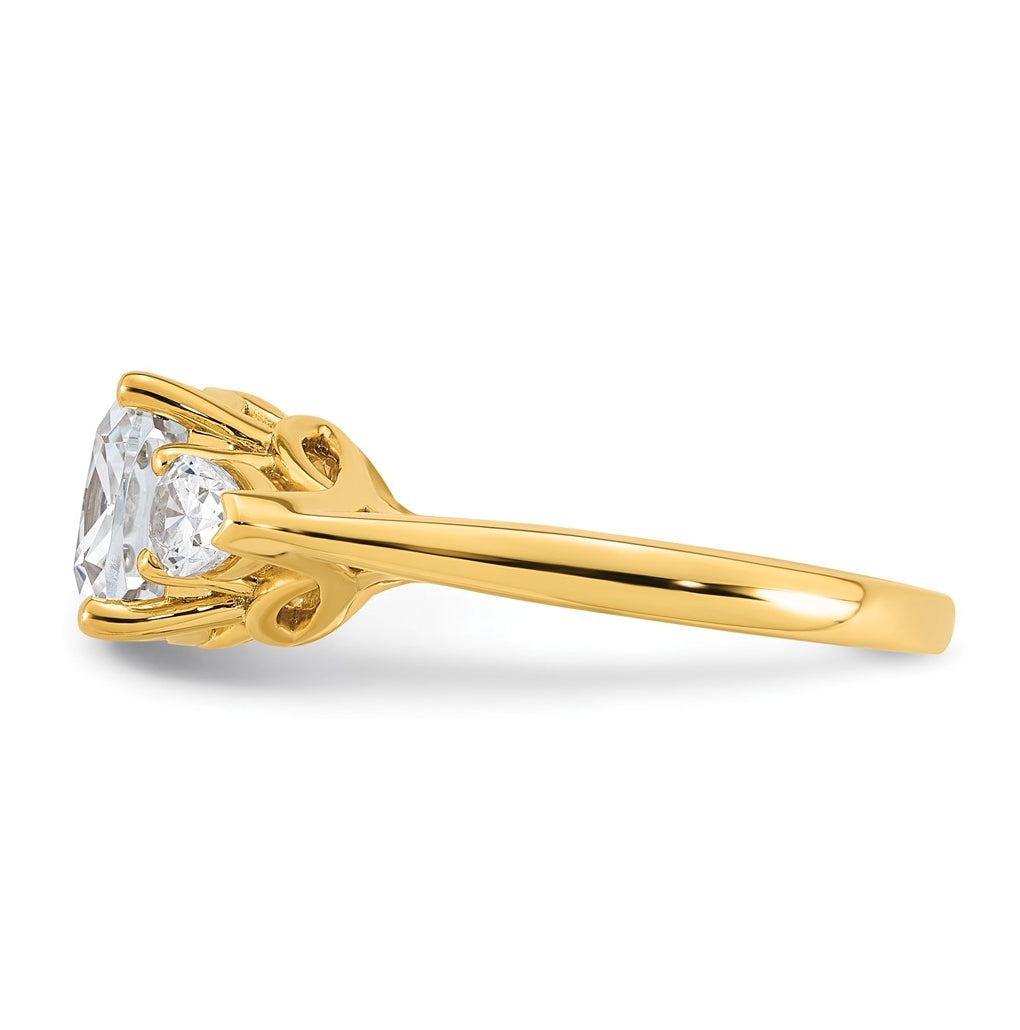 14K Yellow Or White Gold Certified Lab Grown Diamond VS+ F+ Complete Cushion and Pear Three Stone Engagement Ring