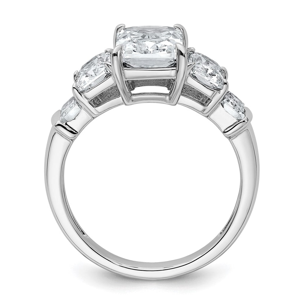 14k White Gold 3 1/2 carat Certified Lab Grown Diamond VS+ F+ Emerald Complete Three Stone Engagement Ring