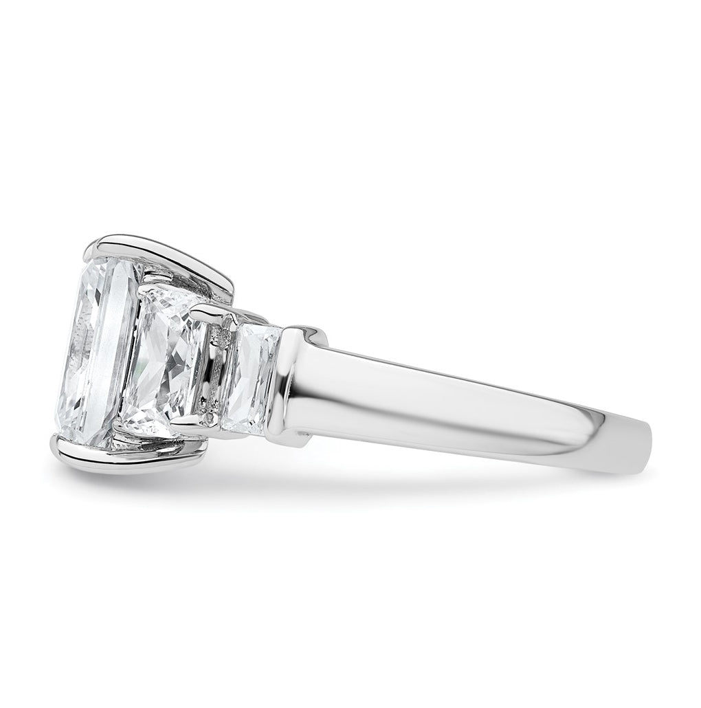 14k White Gold 3 1/2 carat Certified Lab Grown Diamond VS+ F+ Emerald Complete Three Stone Engagement Ring