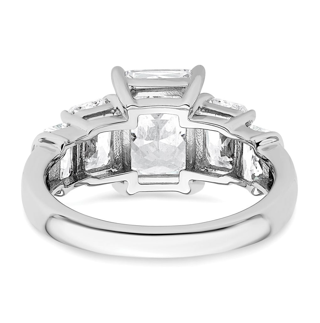 14k White Gold 3 1/2 carat Certified Lab Grown Diamond VS+ F+ Emerald Complete Three Stone Engagement Ring