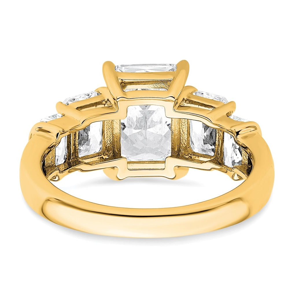 14k Yellow Gold 3 1/2 carat Certified Lab Grown Diamond VS+ F+ Emerald Complete Three Stone Engagement Ring