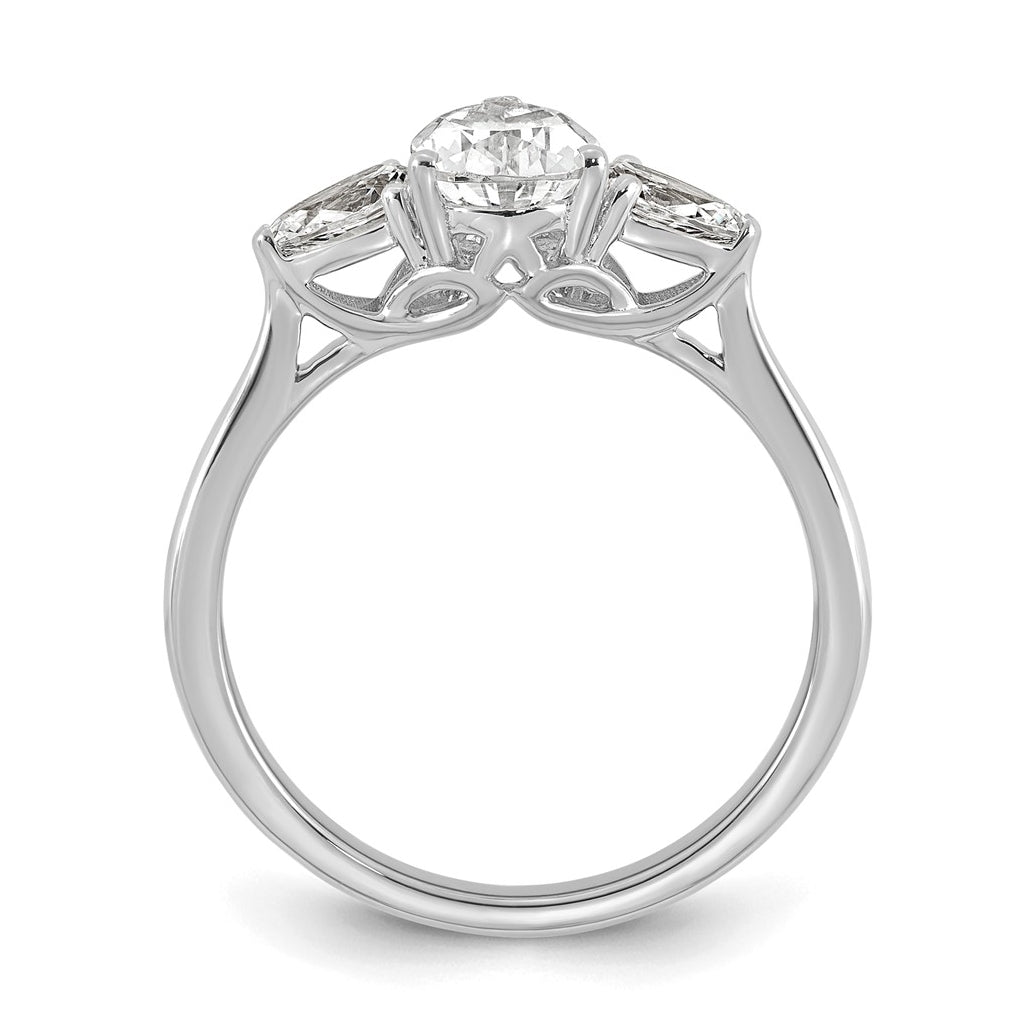 14K Yellow Or White Gold Certified Lab Grown Diamond VS+ F+ Pear Complete Three Stone Engagement Ring